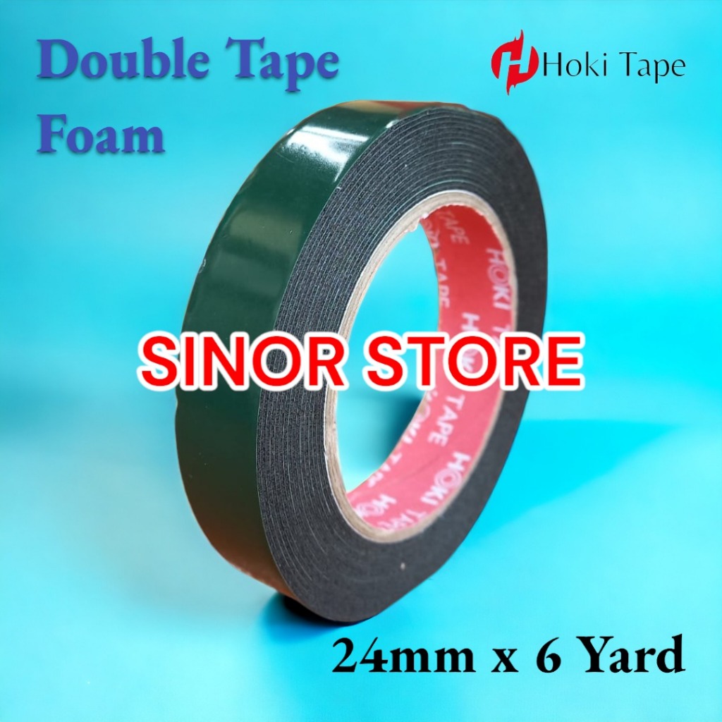 

Lakban Double Tape Foam Hijau Hoki 24 mm x 6 yard