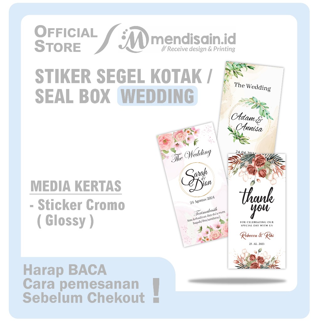 

Stiker Segel Wedding - Stiker Segel Souvenir - Stiker Seal Box