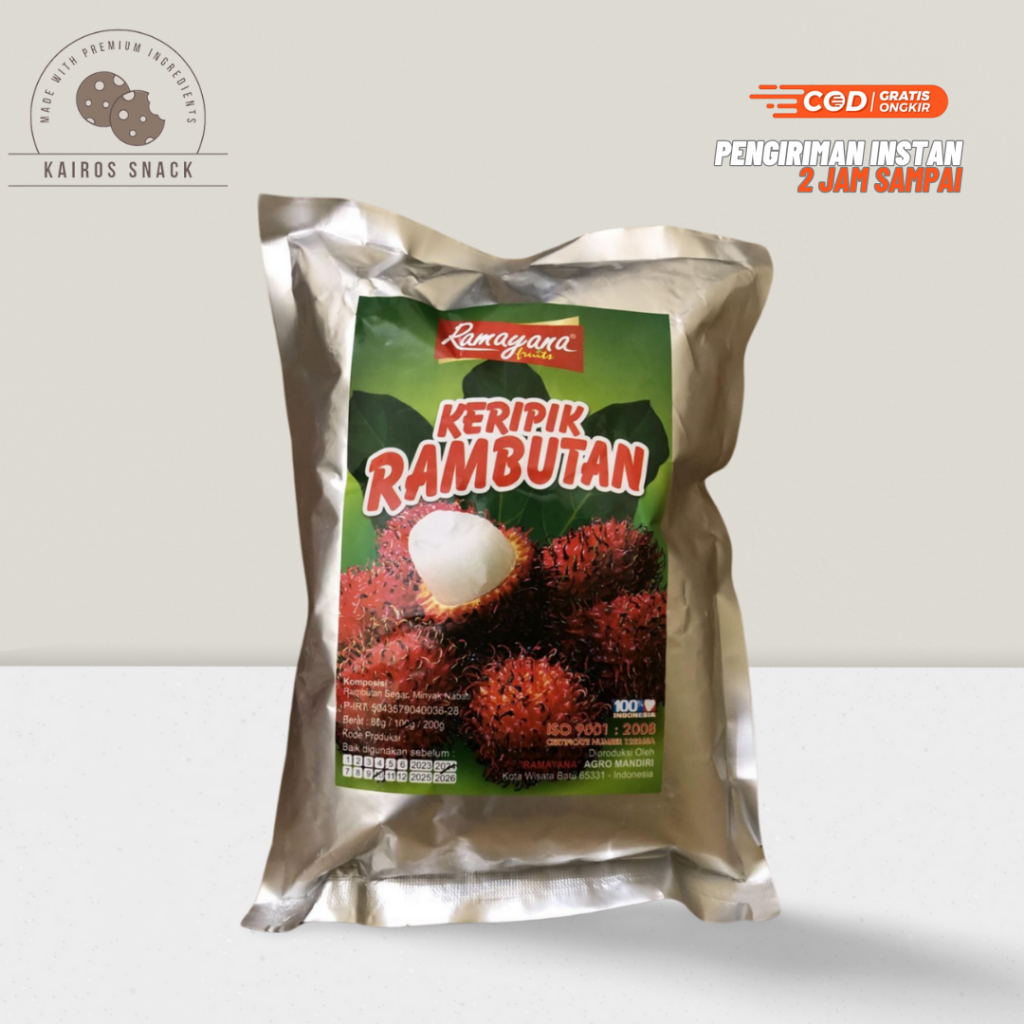 

CAMILAN SNACK KERIPIK BUAH RAMBUTAN FRUITS CHIPS RAMAYANA ENAK GURIH MURAH 100 GRAM