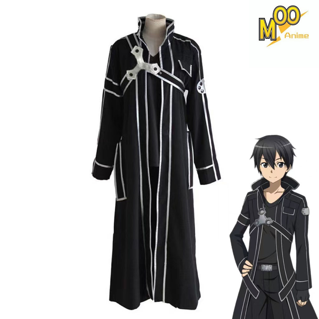 Sword Art Online SAO Kirigaya Kazuto Kirito cosplay costume Kirito cosplay Set and wig and shoes