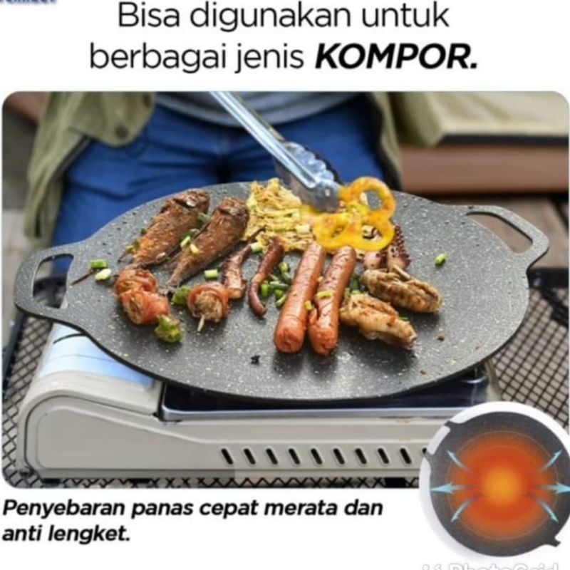 Wajan Panggang Datar Anti Lengket 40 cm untuk Roti Bakar dan Martabak, Corak Marmer