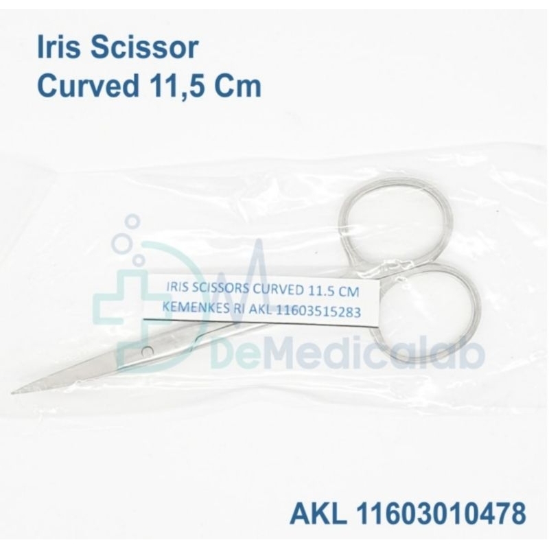 Gunting Jaringan Kecil Tajam Tajam Bengkok Iris Eye Scissors Curved 11,5 Cm