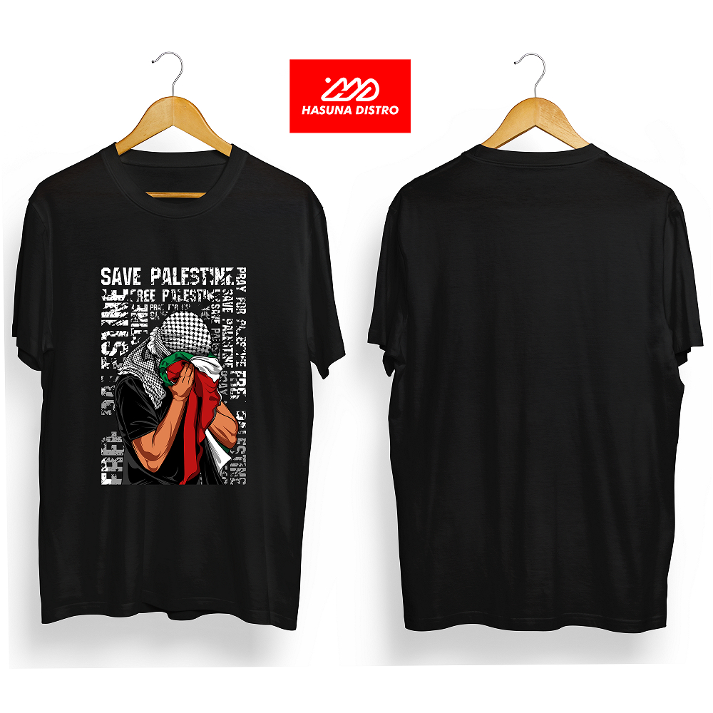 Kaos Distro Save Palestina Tshirt Palestine Pria Wanita Dewasa Terlaris