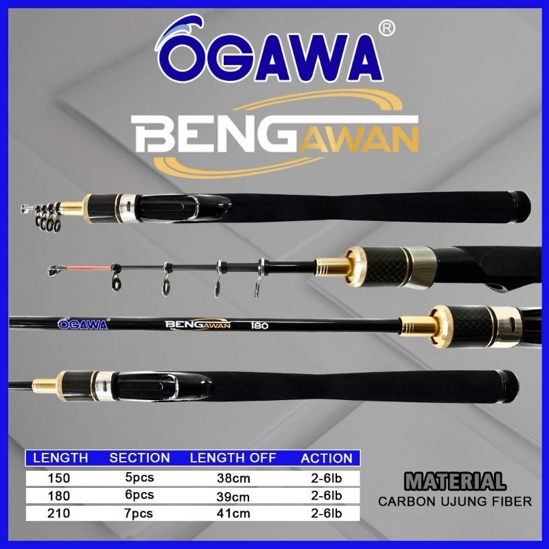JORAN ULTRA LIGHT TELESCOPIC OGAWA BENGAWAN 150 180 210 2-6LB CARBON FIBER