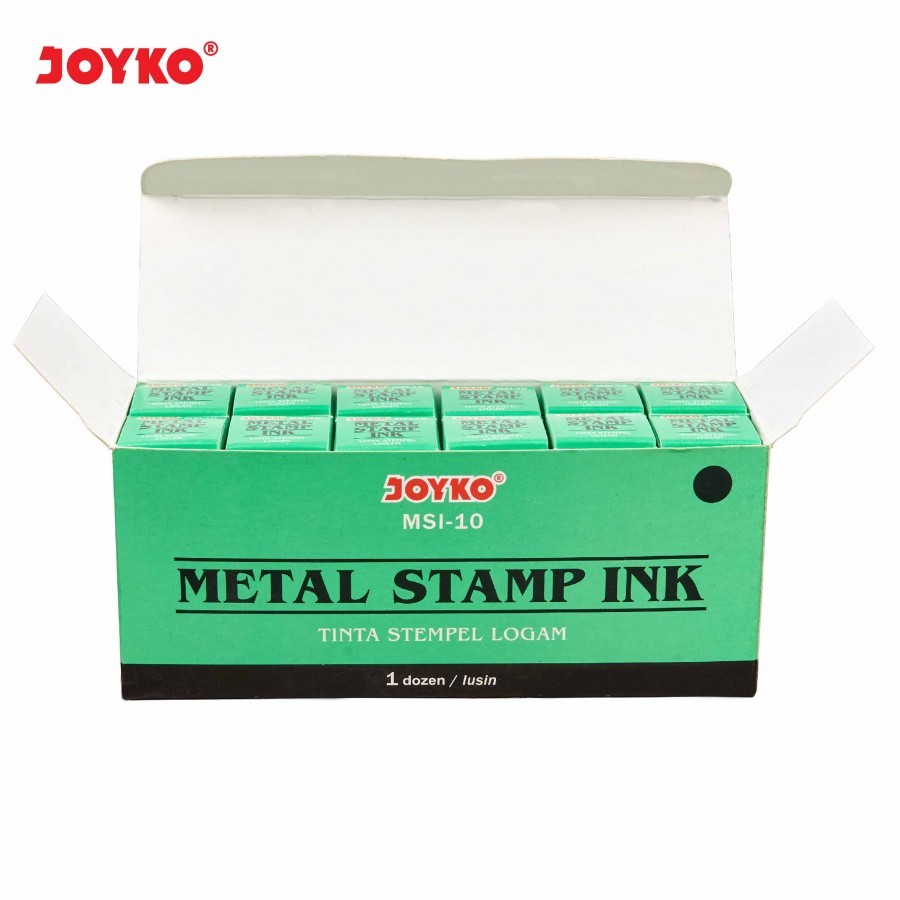 

TINTA STEMPEL INK LOGAM / NOMERATOR / STAMP / JOYKO / MSI-10 HITAM / 1 DUS ( 12PCS )