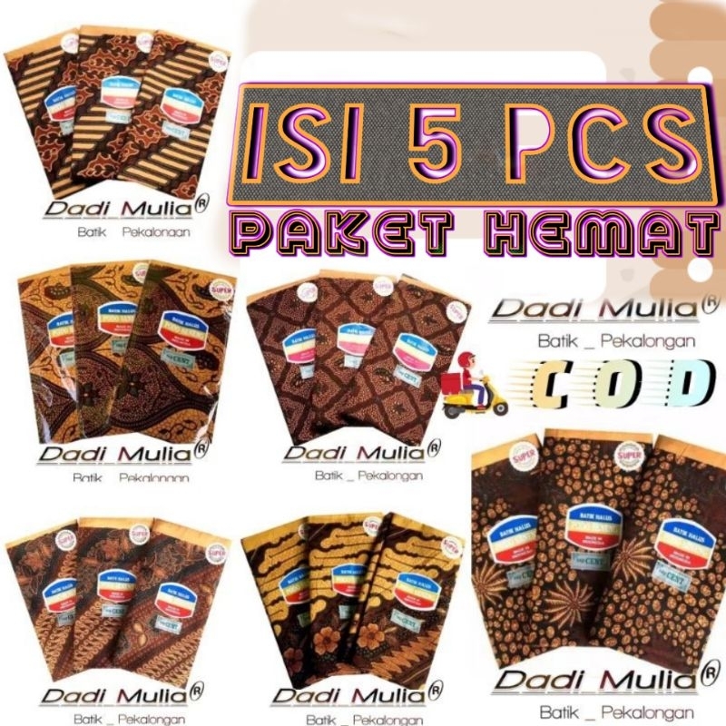 Paket hemat 5 Pcs Kain Panjang batik asli Pekalongan jarit melahirkan jarik persalinan Podo Seneng s