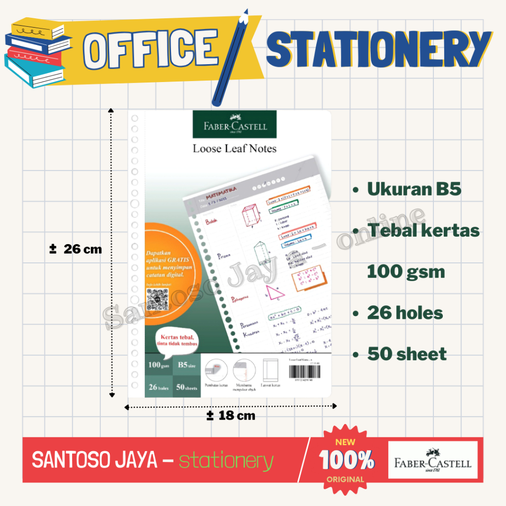 

Loose Leaf Notes B5 Matematika FABER CASTELL Isi Binder Mathematic B-5