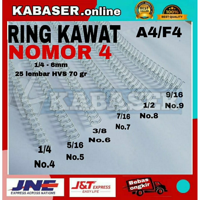 Spiral kawat jilid 1/4 no.4 putih A4/F4 ( Ecer paling murah )