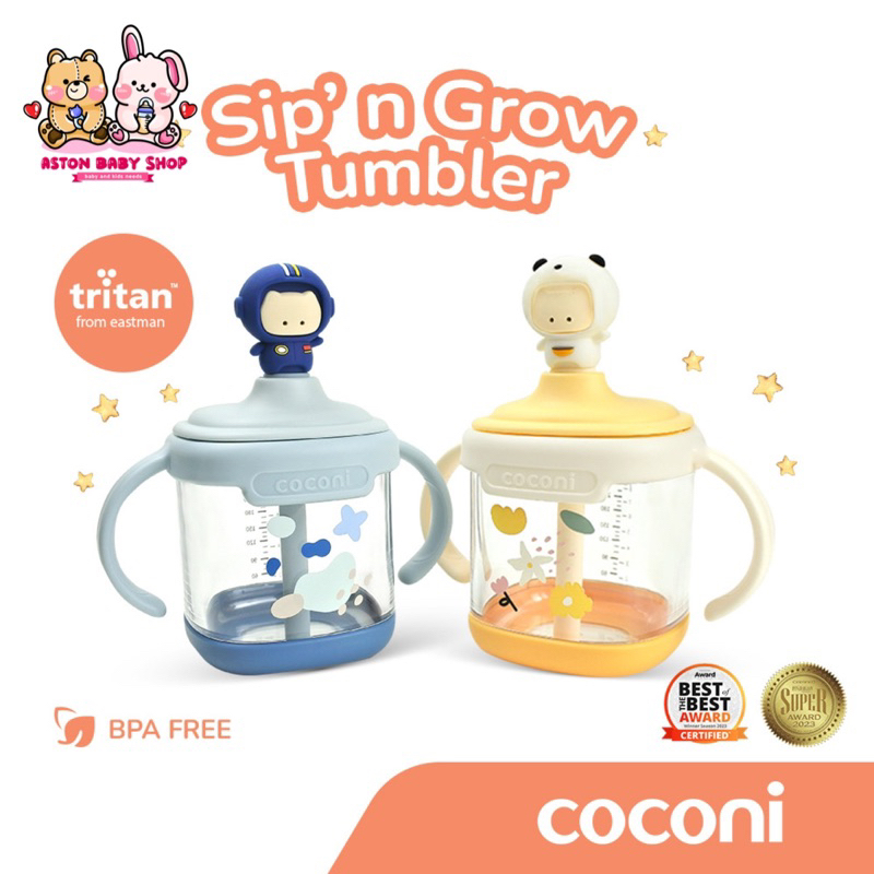 Coconi Sip n Grow Tumbler 260ml | Sippy Cup | Gelas Susu Anak Sedotan | Gelas Minum Sedotan / Cangki