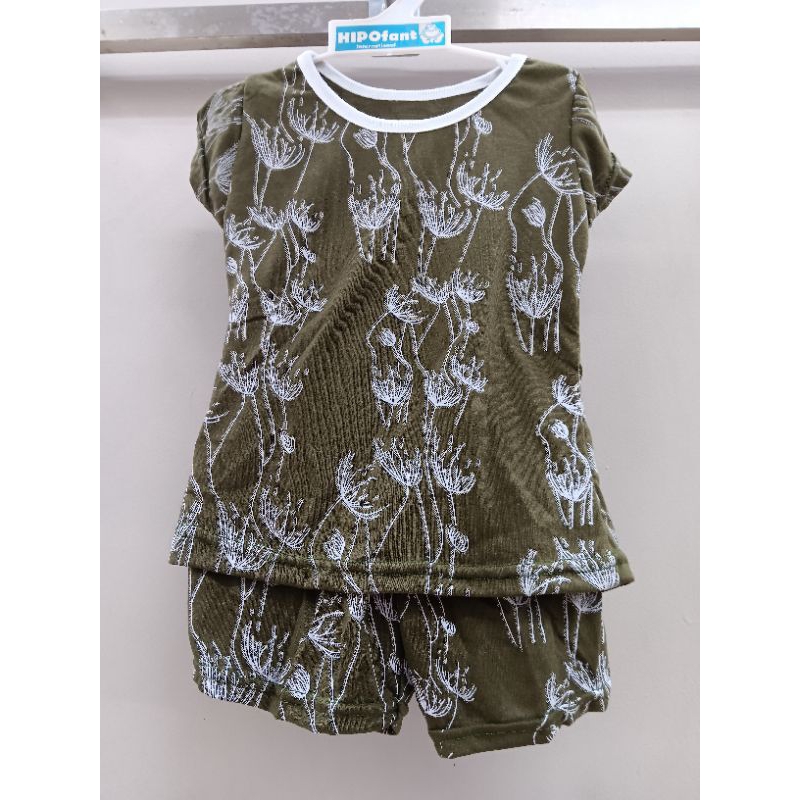 HIPOFANT BAJU DRESS BABY MOTIF BUNGA HIJAU