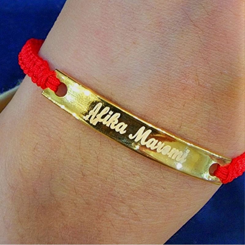 Gelang Plat Nama Emas Custom Nama Pre Order Emas Asli Gelang Tali Sumber Djaja