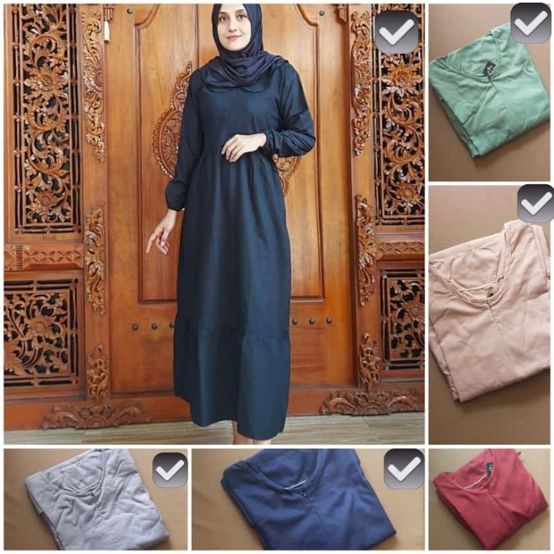 gamis midi polos jumbo/midi dress jumbo katun/gamis katun/midi katun