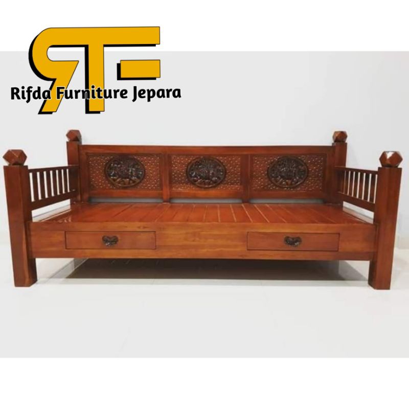 bangku bale-bale minimalis jati diamond (daybed jati, bangku jati, bangku teras, bangku murah)