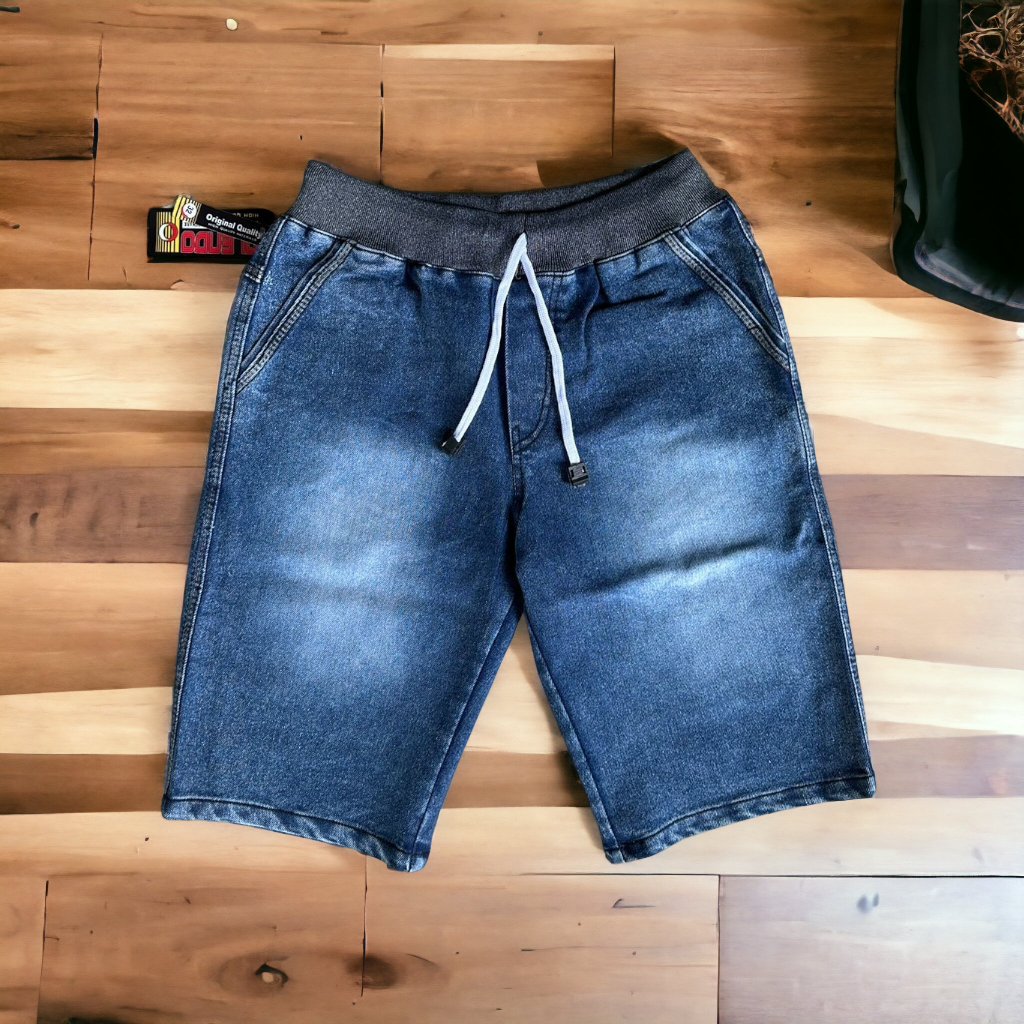 CELANA PENDEK JEANS RIP PRIA PINGGANG KARET CELANA JEANS PENDEK HUGO RIP KARET