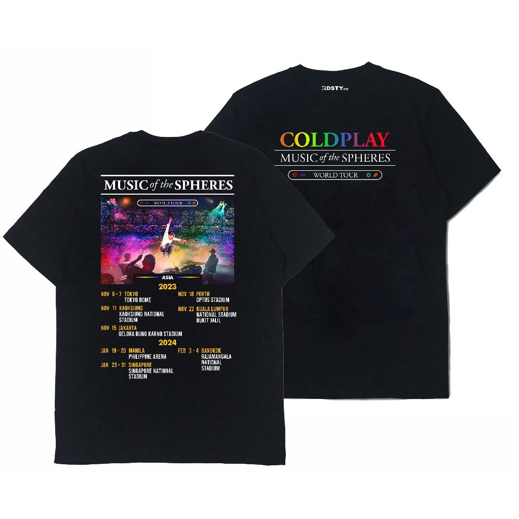 kaos COLDPLAY TOUR ASIA 2023 Premium Tshirt Coldplay Tour Music Of The Spheres kaos band