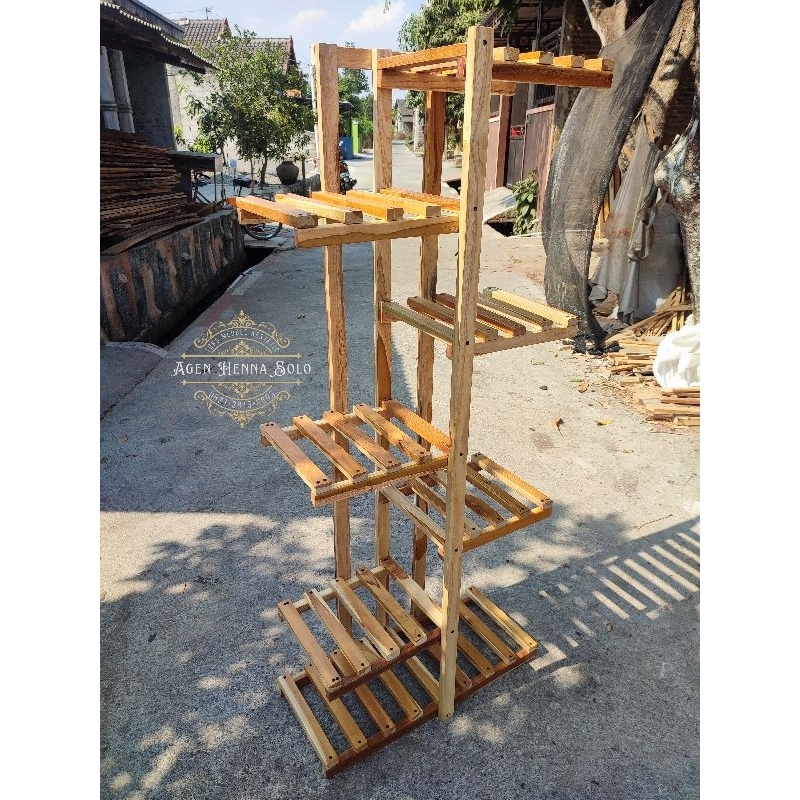 RAK ZIG ZAG KAYU JATI / RAK SUSUN / RAK BUKU / RAK TANAMAN / RAK HIASAN / RAK PAJANGAN / RAK SERBAGU