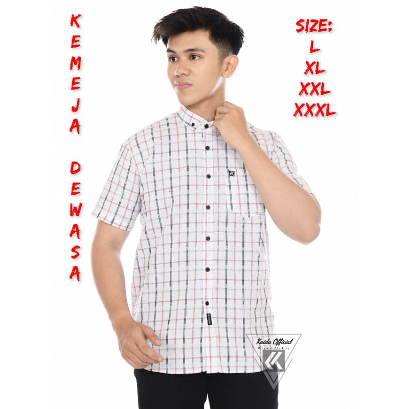 Kemeja kotak kotak pria lengan pendek Kemeja katun pria  Kemeja kotak kotak pria