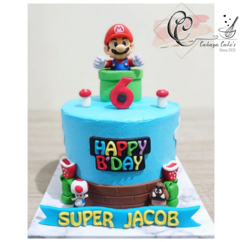 

Super Mario Cake / Kue Ultah Mario Bross / Kue Ulang Tahun Super Mario