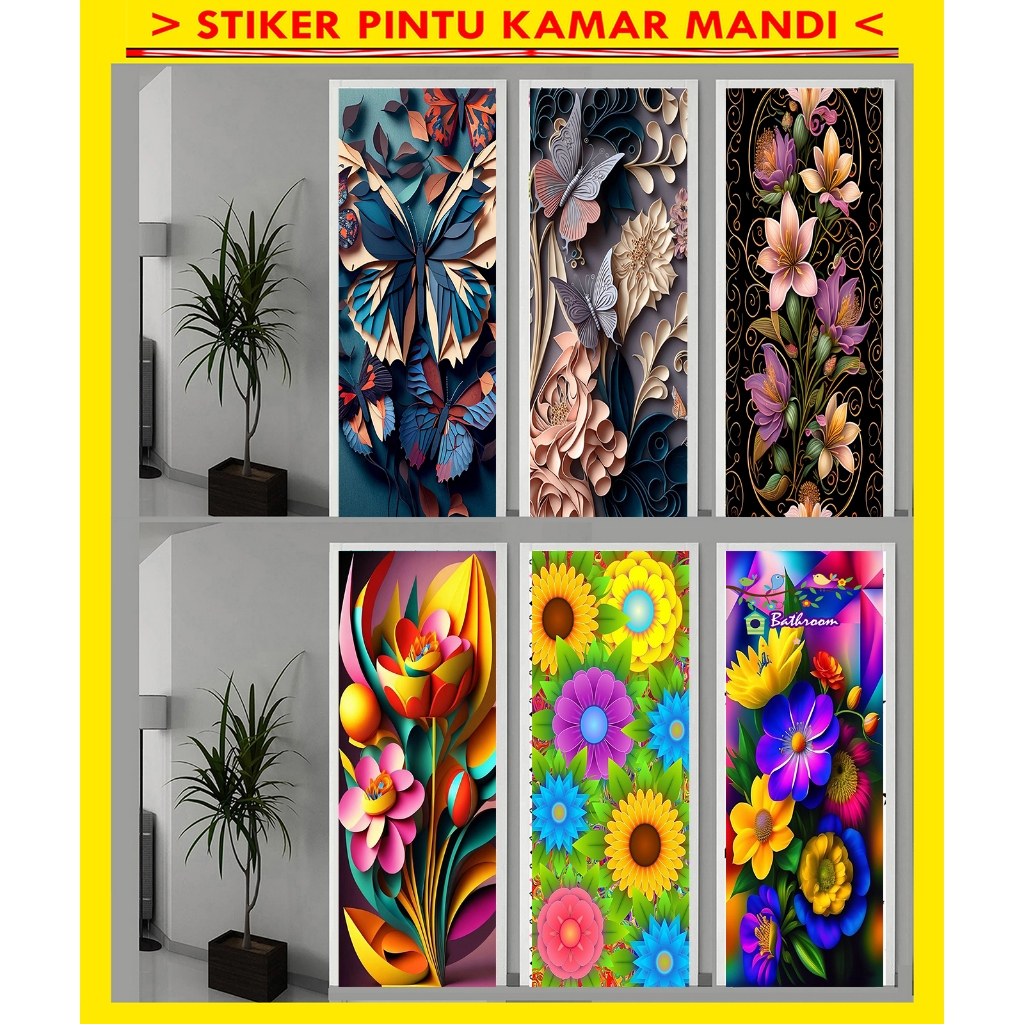 STIKER PINTU KAMAR MANDI, STIKER PINTU TOILET/WC, WALLPAPER PINTU TOILET MOTIF 3D
