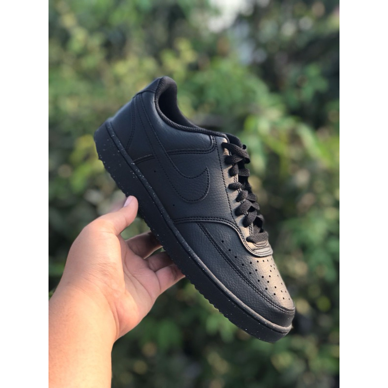 Sepatu sneakers pria wanita nike court vision triple black