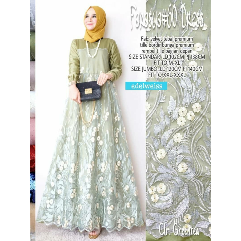 Farasya#60 Dress Kondangan By Zaida Butik Dress Brukat Jumbo Gamis Tile Remaja Dress Velvet Jumbo Ti