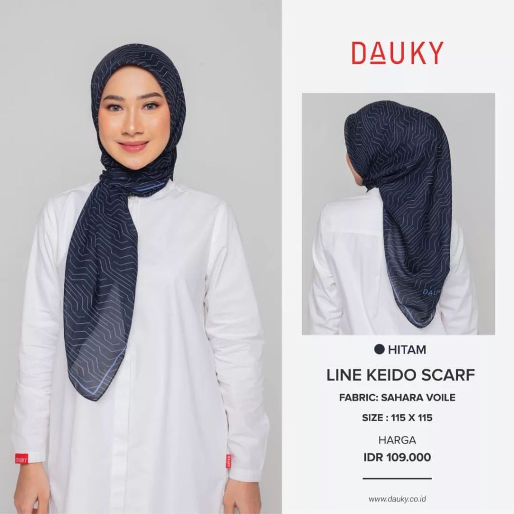 DAUKY HIJAB LINE KEIDO SCARF/ HIJAB DAUKY/ SCARF DAUKY TERBARU