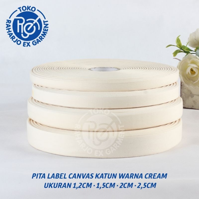 

pita label canvas bahan katun halus, isi 100 meter