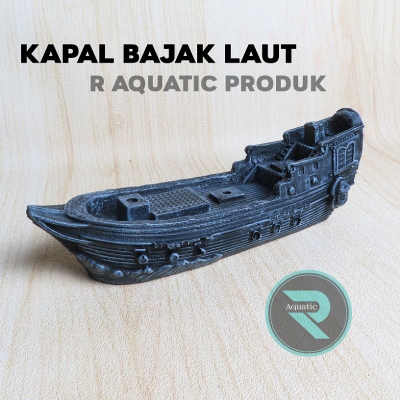 ornamen kapal bajak laut tenggelam hiasan aquarium