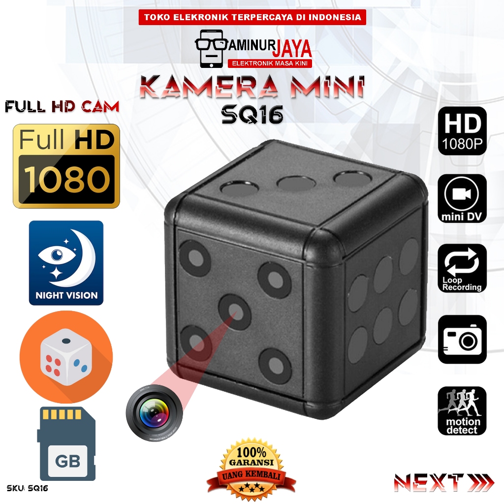 Spy Cam SQ16 Hidden Camera Pengintai Mini Model Dadu SQ 16 Full HD 1080P Spycam CCTV Mini Tersembuny