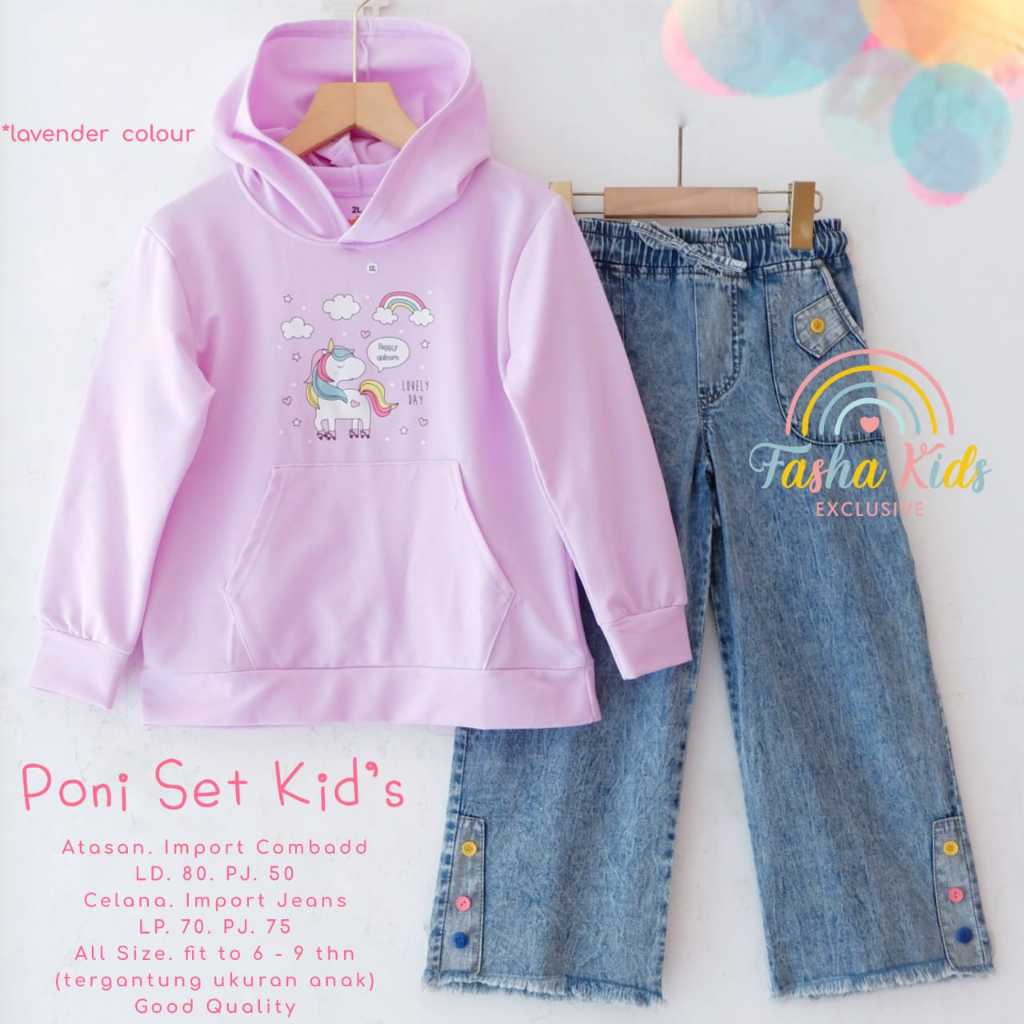 PONI SET KIDS SETELAN BAJU ANAK PEREMPUAN USIA 6-10 TAHUN ONESET ANAK JACKET HOODIE DAN CELANA KULOT
