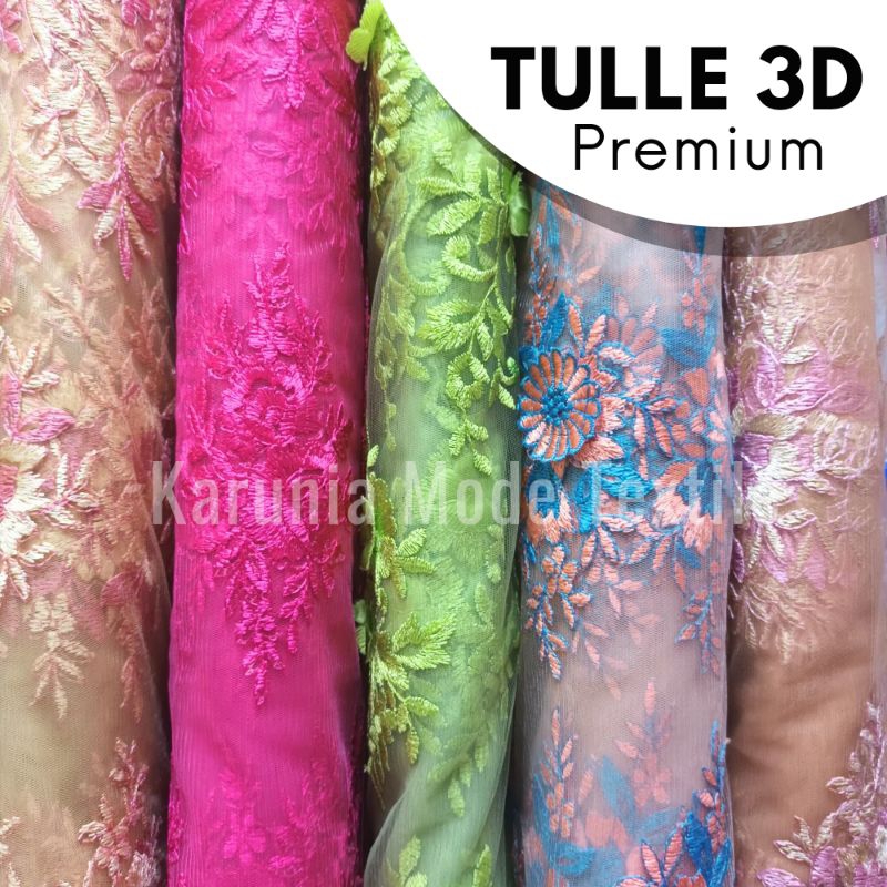 TULLE/TILE 3D | KAIN KEBAYA |TILE BORDIR 3D