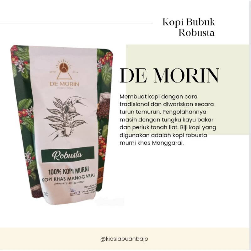 

Kopi Bubuk Robusta De Morin 150gr dari Labuan Bajo Manggarai Barat