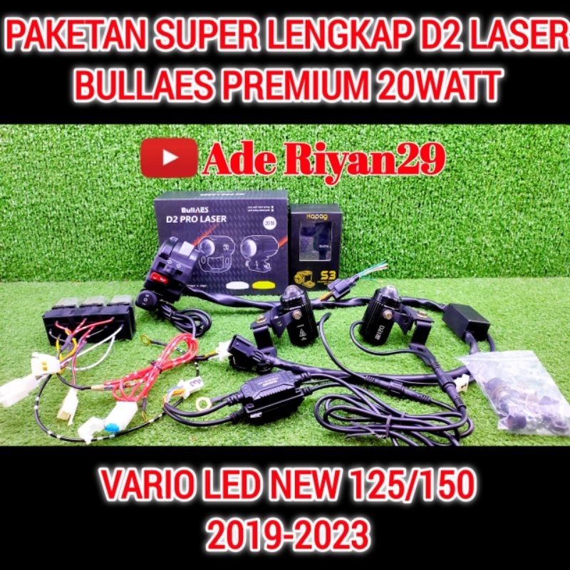 PAKET LENGKAP D2 LASER BULLAES PREMIUM 20WATT VARIO LED NEW 125 /150