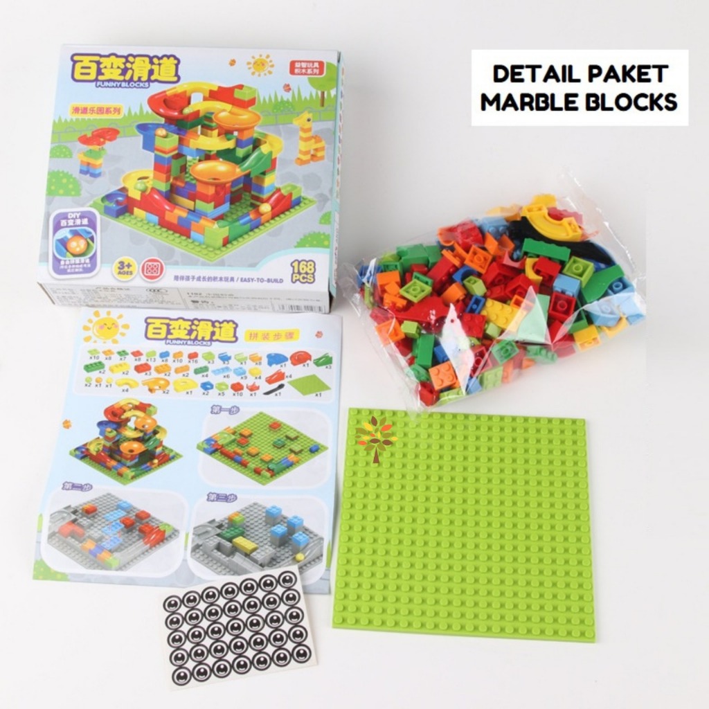 [ABC] READY Mainan Edukasi Anak Run Marble Block Balok Susun