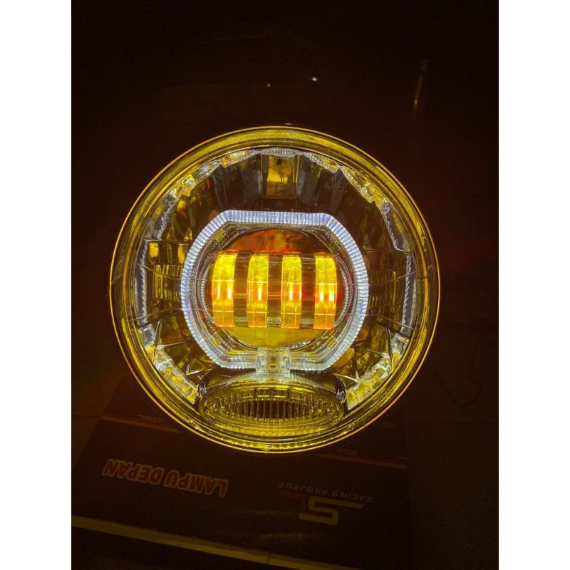 Kedok Lampu Depan Rx King Bulat Hitam Set Biled Cahaya Super Terang PNP Rx King Vixion Old Scorpio