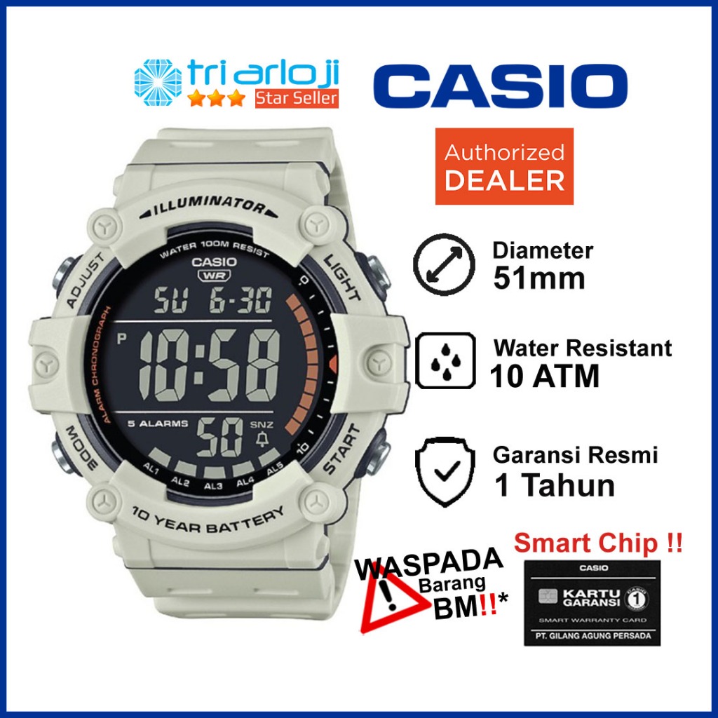 Casio AE-1500WH-8B2VDF Jam Tangan Pria Digital Putih AE1500WH AE-1500WH-8B2