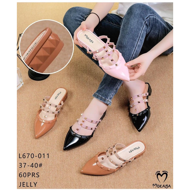 Sandal Sepatu Mokaya L670-011 2011 Sandal Selop VLTN Glossy Terbaru