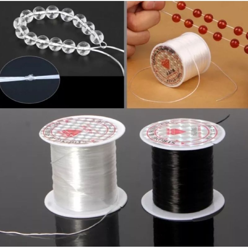 Tali benang karet elastis, super kuat untuk manik manik membuat gelang. tali gelang . karet gelang. 