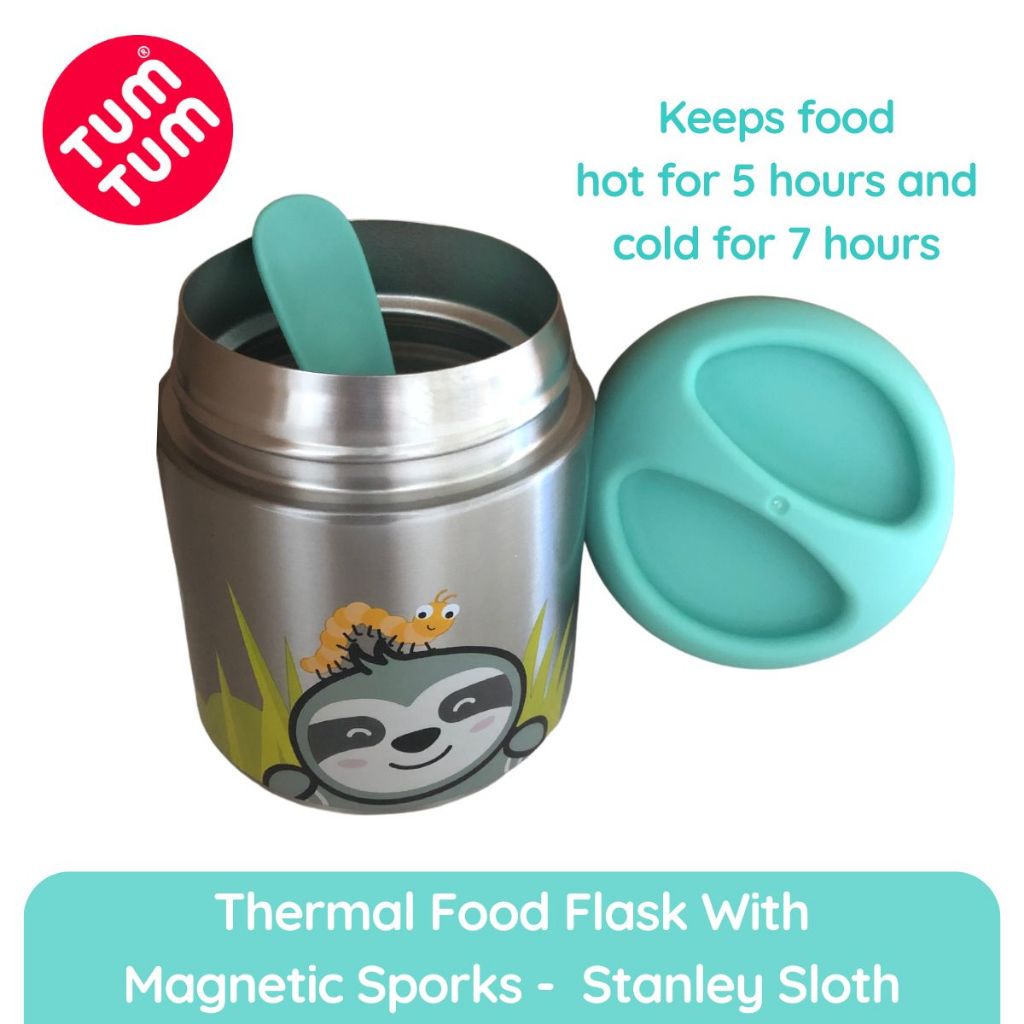 Tum Tum Food Flask with Magnetic Spork Stanley Sloth - Termos Makan Anak Bayi