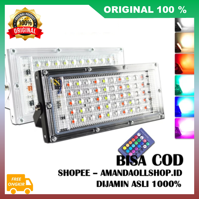 Lampu Sorot RGB Remote Control Lampu Sorot 50W RGB Model Tipis IP66 Lampu Tembak Tipis 50 Watt RGB 1