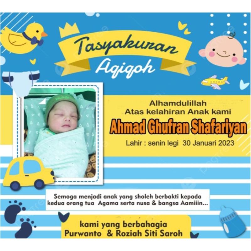 

stiker tasyakuran kelahiran nama bayi / aqiqah request foto anak