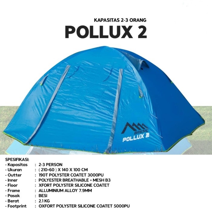 Tenda Bassic Pollux Kapasitas 2P Ultralight Alloy TERMURAH TERLARIS SHOPEE