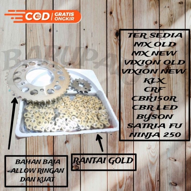 COD BAYAR DI TEMPAT GEAR SET GIR GER BELAKANG DEPAN RANTAI GOLD VIXION NVL OLD SATRIA FU BYSON CRF K