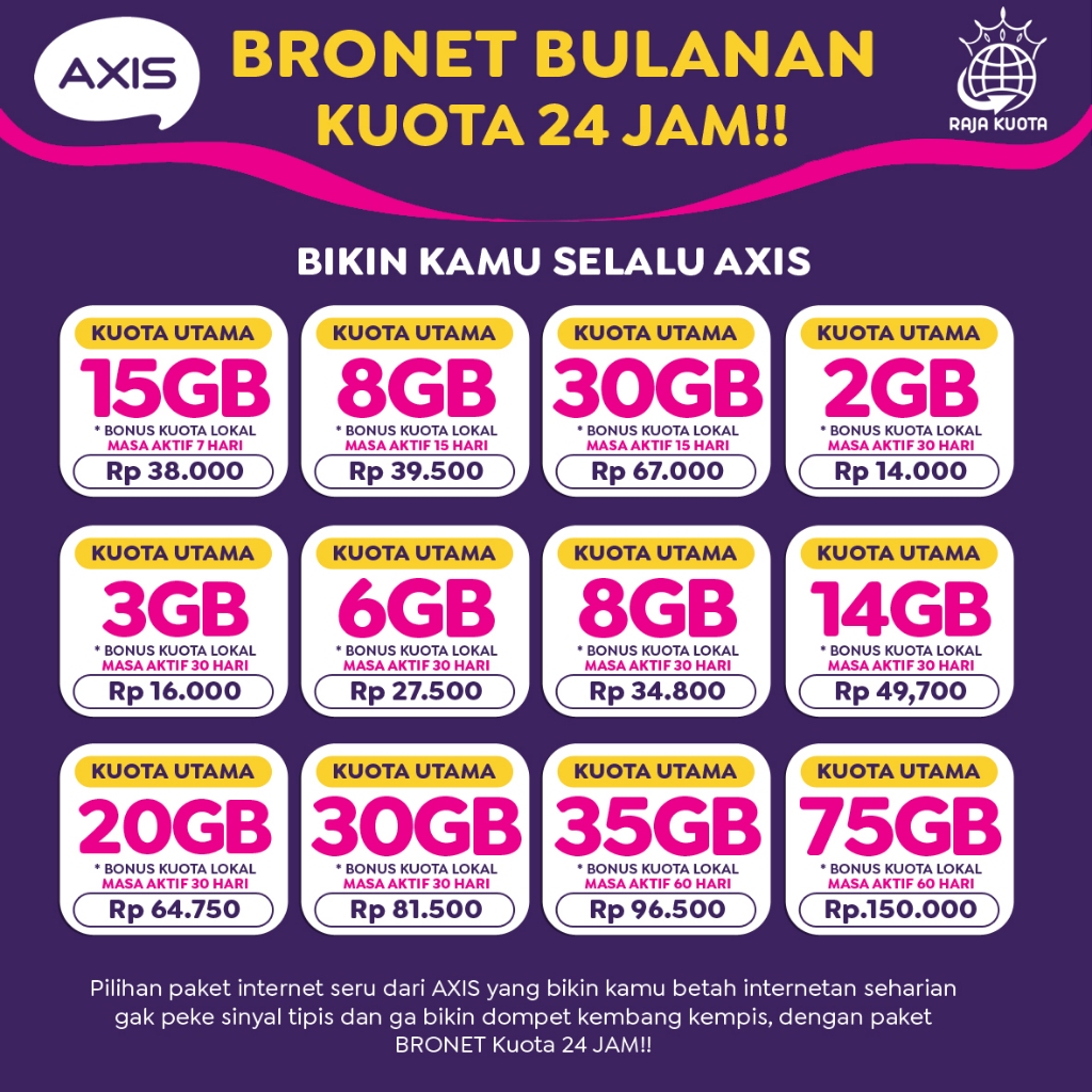 Kuota Isi Ulang Axis AIGO BRONET OWSEME MINI