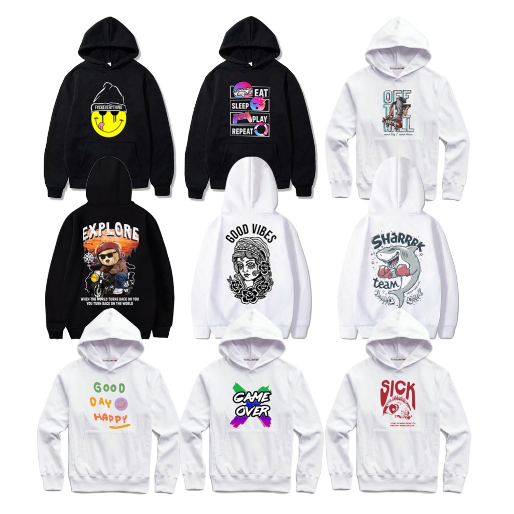 Hoodie pria & Wanita Street Wear / Hoodie Distro Urban Smile Makan Tidur Good Vibes Skateboard Berua