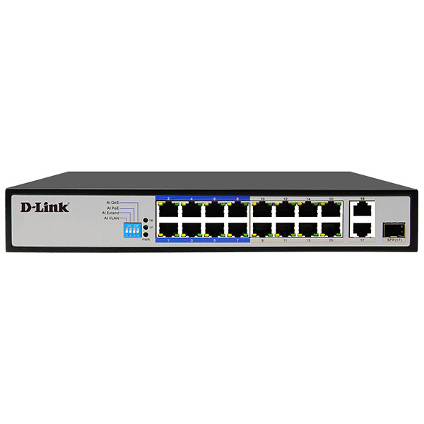 D-Link DES-F1018P-E 16-Port 10/100 Mbps with 2 Uplink Ethernet Switch