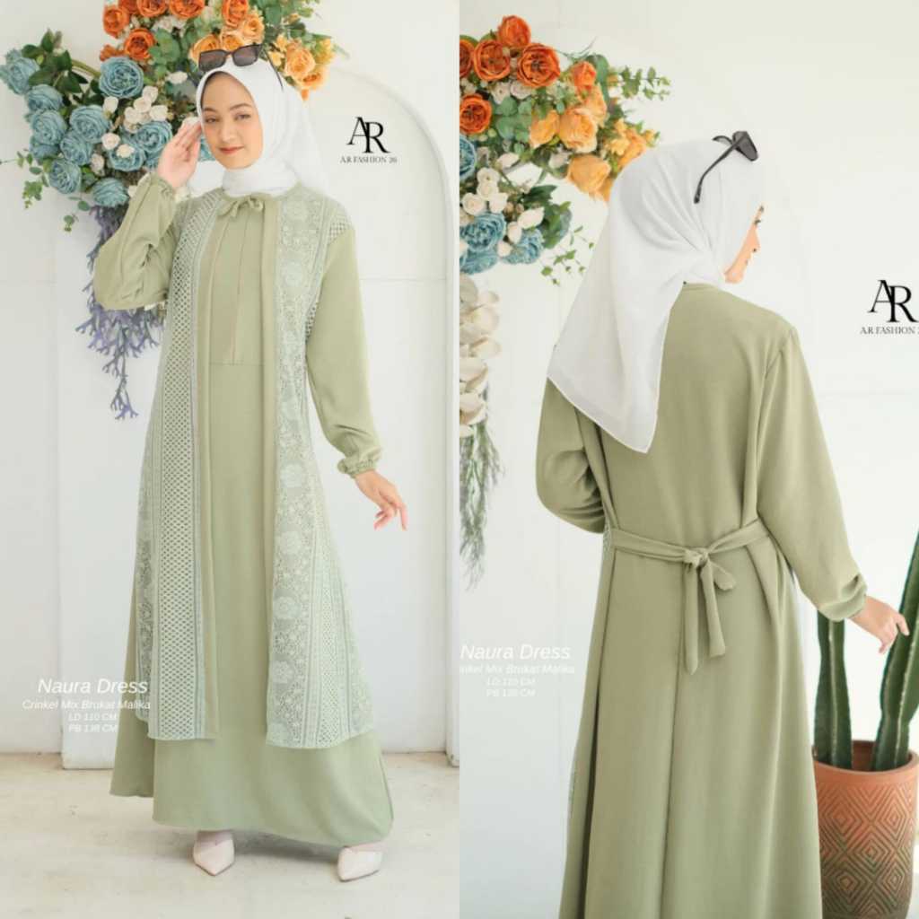 naura dress / gamis crinkle premium terbaru / gamis simple elegan terbaru / gamis kondangan