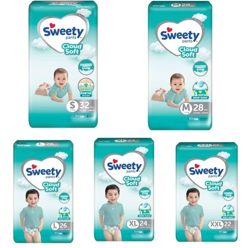 SWEETY SILVER PAMPERS PANTS PROMO NB20 / M28 / L26 / XL24 / POPOK CELANA