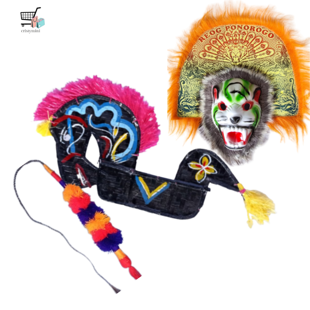 HEMAT❗❗ SET LENGKAP MAINAN ANAK JARANAN TOPENG PECUT / Jaranan Pecut Anak / Topeng spons Harimau / P