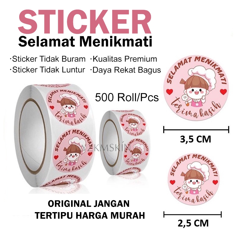 

YZKMSKIN - 1 ROLL 500 PCS STIKER PREMIUM SELAMAT MENIKMATI / STICKER MAKANAN KUE THANK YOU 1 ROLL ISI 500 PCS